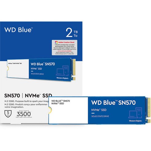 WD Blue SN570 M.2 2280 NVMe SSD, WDS200T3B0C, 2TB