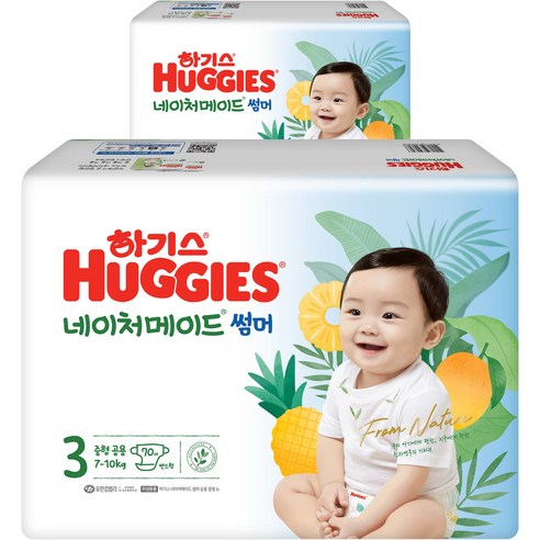 2023 하기스 네이처메이드썸머 중형 3단계 밴드형 남여공용(7~10kg), 140매