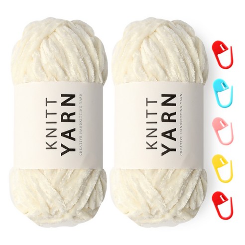 니뜨 허니 벨벳실 100g x 2p + 단수링 5p 세트, 아이보리 + 랜덤 ..., 1세트