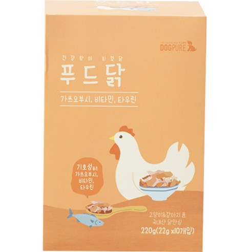 도그퓨어 강아지 고양이 푸드닭 간식 22g x 10p, 오리지널, 220g, 1개