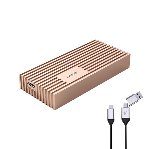 오리코 M.2 NVMe SSD 냉각핀 내장 외장 하드 케이스 골드 M234C3-U4 + 2in1 케이블 세트, M234C3-U4(케이스), 1개