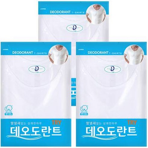 트라이 남성용 코튼 베이직 데오 T셔츠 TMTSB08