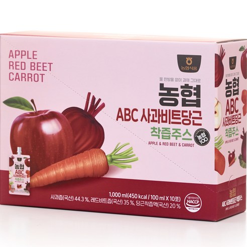 농협 ABC 사과 비트 당근 착즙주스, 100ml, 10개