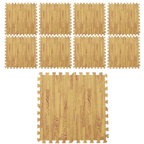 순잠 침실 거실 인테리어 DIY 나뭇결 블록 퍼즐 매트 9p, 라이트브라운