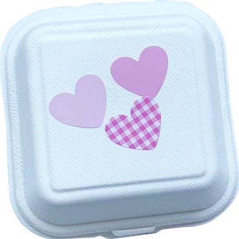 티나피크닉 도시락 소풍 간식 화이트 펄프 상자 + 하트 스티커 핑크 3종 x 50p 세트, 1세트