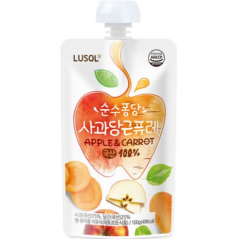 루솔 순수퐁당 퓨레, 혼합맛(사과/당근), 100g, 1개