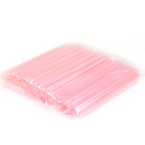 하트 핑크 스트로우 개별포장 6 x 21 mm