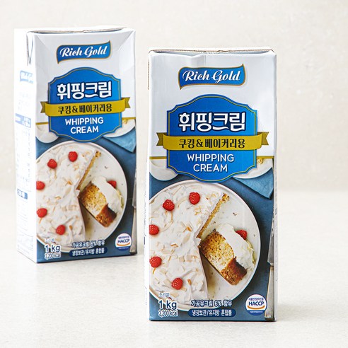 리치골드 휘핑크림 쿠킹 & 베이커리용, 1kg, 2개