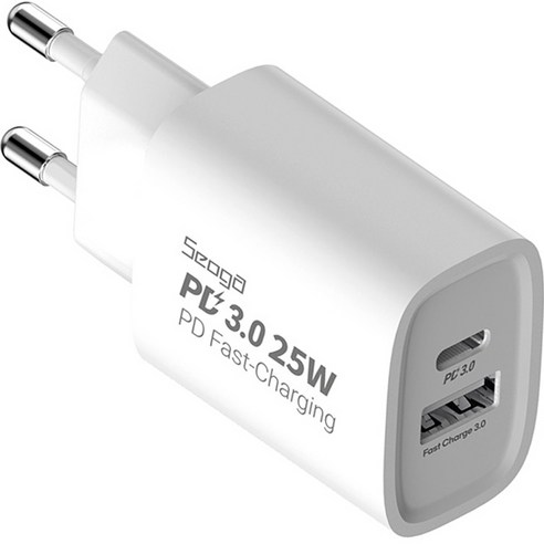   서가 25W PD3.0 PPS 2포트 멀티 초고속 충전기, 화이트, 1개