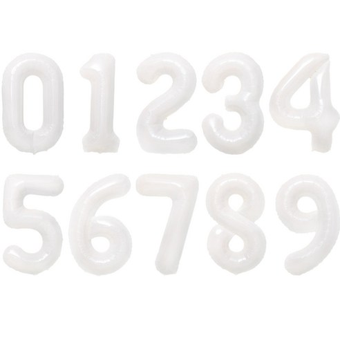 조이파티 숫자은박풍선 대 0~9 10종 세트, 화이트, 1세트