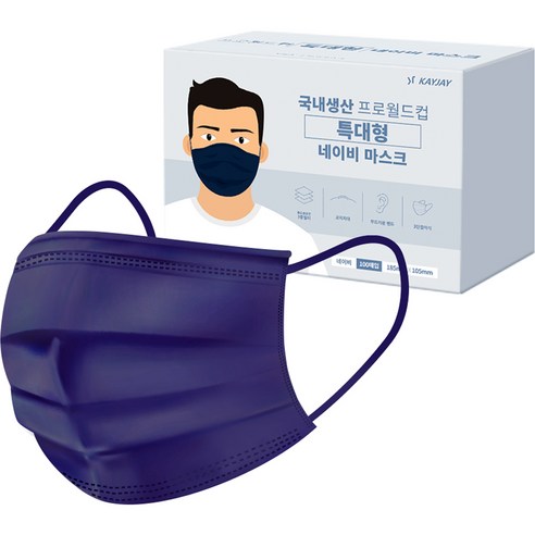 프로월드컵 마스크 특대형, 100매입, 1개, 네이비