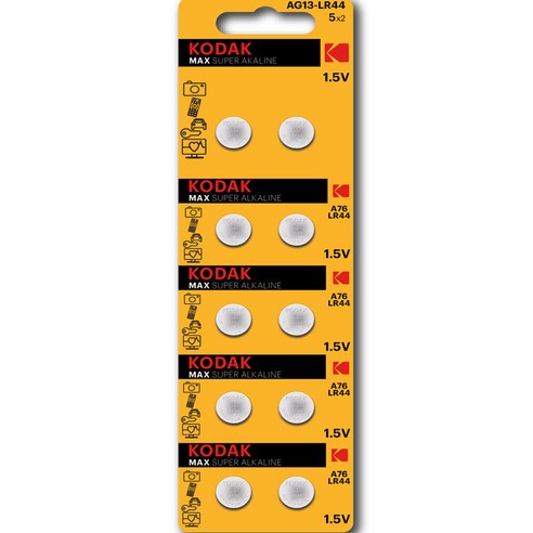 코닥 MAX LR44 AG13 / A76 알카라인 코인건전지, 10개입, 1개