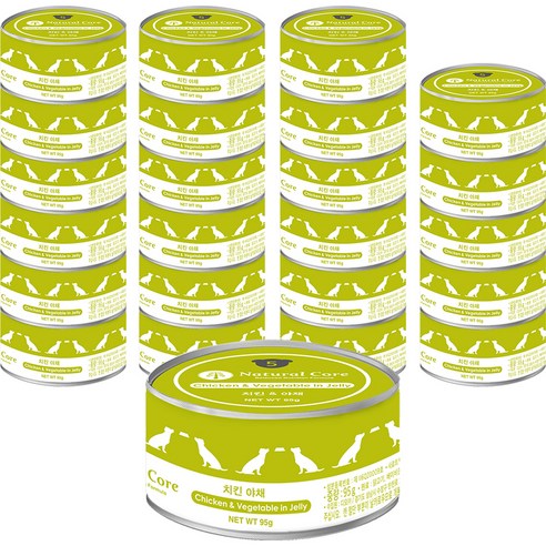 네츄럴코어 강아지 치킨 야채캔, 치킨 + 야채 혼합맛, 95g, 24개