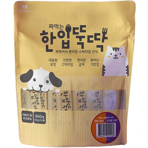 펫토리아 짜먹는 한입뚝딱 고양이 간식, 연어 35P+고구마 35P, 840g, 1팩