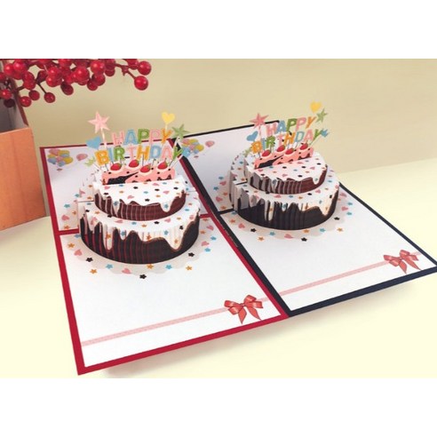 생일 케이크 입체 카드   봉투 세트
