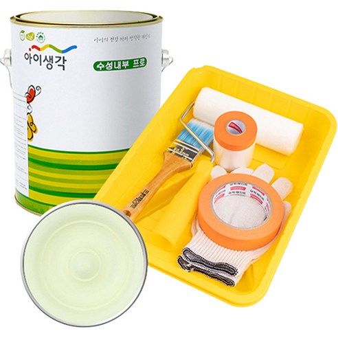 삼화페인트 아이생각 친환경 수성내부 프로 4L 페인트 도구세트, 아주연한그린, 4000ml, 1개