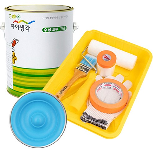삼화페인트 아이생각 친환경 수성내부 프로 4L 페인트 도구세트, 선데이블루, 4000ml, 1개