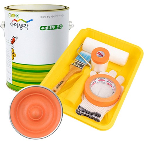 삼화페인트 아이생각 친환경 수성내부 프로 4L 페인트 도구세트, 오렌지레드, 4000ml, 1개
