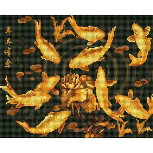 디클레어 액자 캔버스형 보석십자수 DIY 키트 40 x 50 cm, 1세트, 황금잉어
