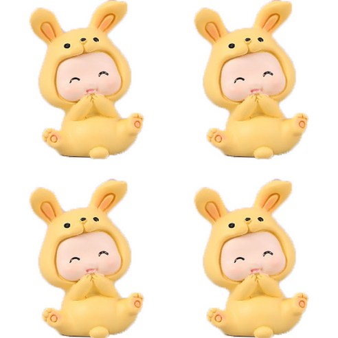 오늘의공감 토끼잠옷 피규어 4p, 옐로우
