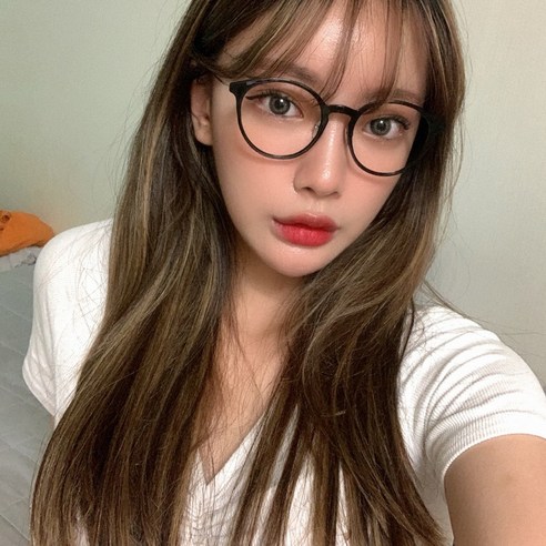 멜라크메 투명 초경량 가벼운 동글이 뿔테 블루라이트차단렌즈 안경 6g