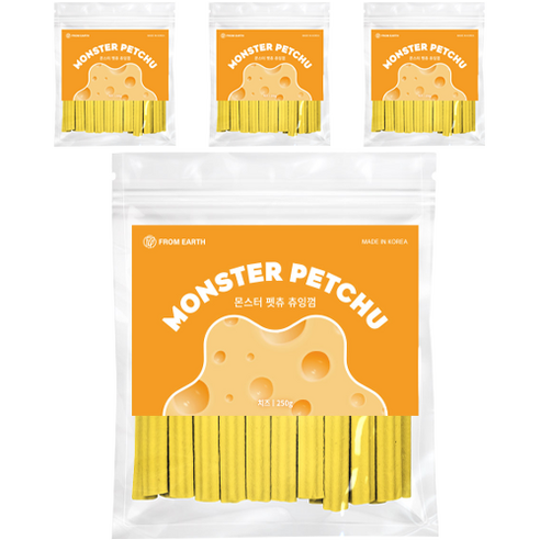 강아지용 몬스터펫츄 츄잉껌, 치즈맛, 250g, 4개