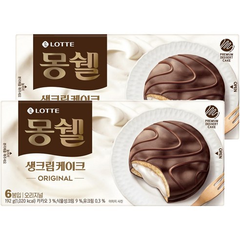 롯데제과 몽쉘 크림 케이크, 192g, 2개