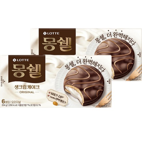 몽쉘 오리지널 생크림케이크 6p, 204g, 2개