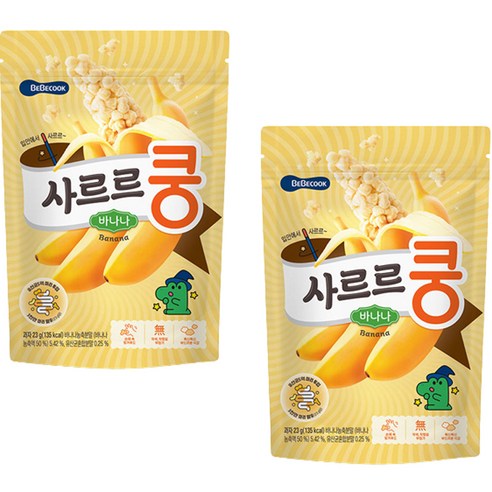 베베쿡 유아용 사르르쿵 과자, 바나나, 23g, 2개