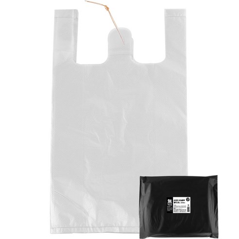 무상표 손잡이비닐봉투 백색 별대 33 x 58 cm 100p, 20L, 1개