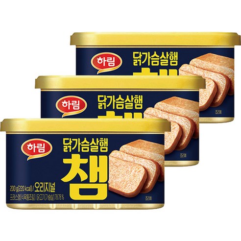 하림 닭가슴살 햄 챔 오리지널 200g, 3개
