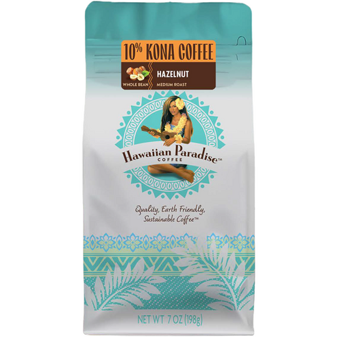 하와이안파라다이스커피 코나 헤이즐넛 향 홀빈 커피, 198g, 1개, 홀빈(분쇄안함)