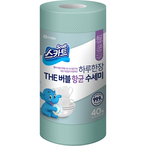 스카트 THE버블 항균수세미, 민트그린, 40매입, 1개