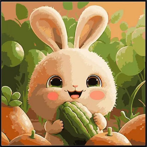 더웨일 DIY 유화 명화그리기 30 x 30 cm 토끼, 당근 토끼
