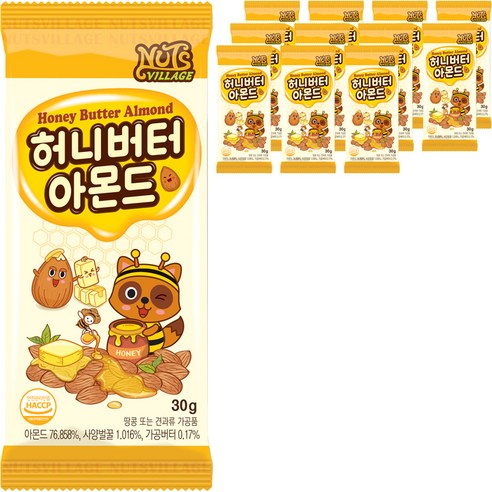 넛츠빌리지 허니버터 아몬드, 30g, 12개