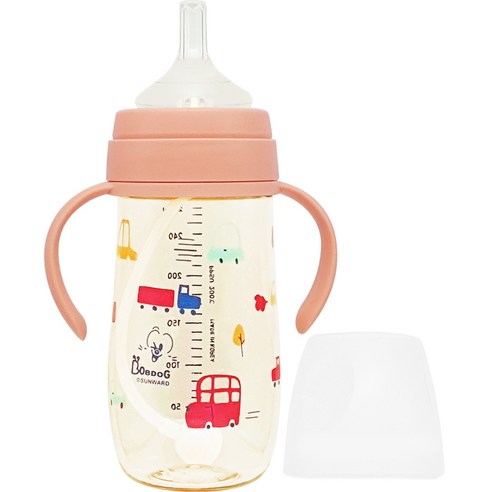 밥독 PPSU 뛰뛰빵빵 빨대컵 270ml, 코랄핑크, 1개