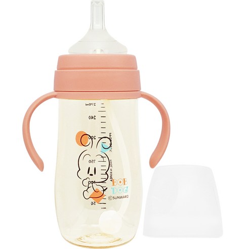 밥독 PPSU 베베쪽쪽 빨대컵 270ml, 코랄핑크, 1개
