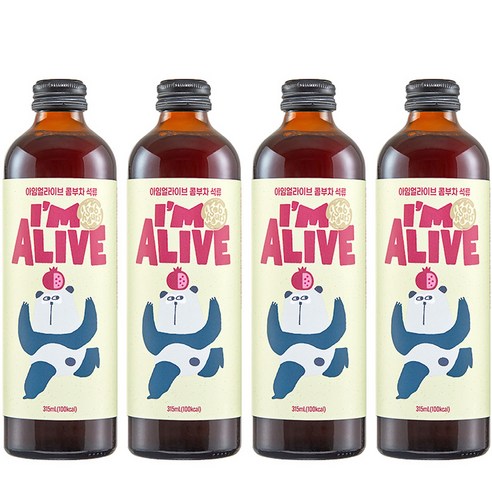 아임얼라이브 유기농 콤부차 석류, 315ml, 1개입, 4개