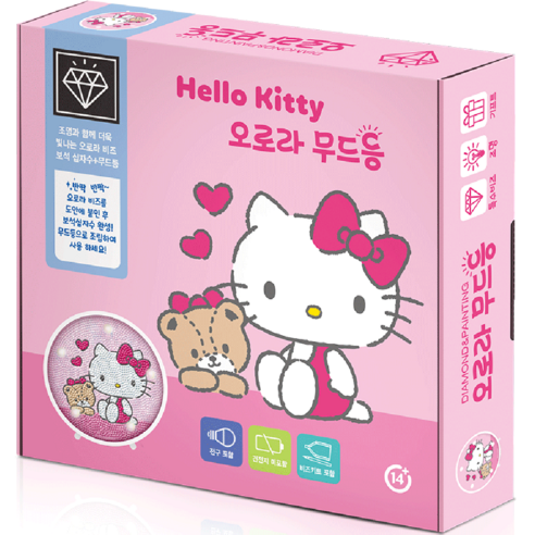 토이앤퍼즐 보석십자수 헬로키티 일상 무드등 DIY키트 BSM-001, 1개, 혼합색상