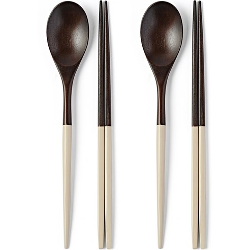 글라스락 셰프토프 옻칠 컬러 블랙 수저 2조 세트, 오이스터 그레이, 숟가락 2p + 젓가락 2쌍, 1세트