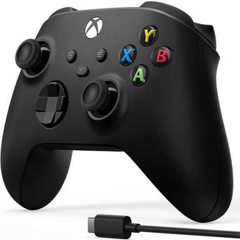 Xbox 블루투스 컨트롤러 4세대 카본 블랙 + 케이블 세트는 최신 모델로 평점이 매우 높은 게임 컨트롤러입니다.