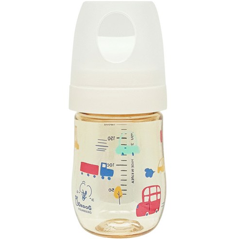 리틀밥독 국내 제조 PPSU 뛰뛰빵빵 젖병, 크림화이트, 180ml, 1개