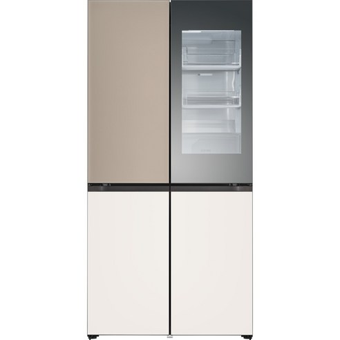 [색상선택형] LG전자 오브제 디오스 노크온 미러글라스 빌트인타입 4도어 양문형 냉장고 미스트 방문설치, 오브제컬렉션 클레이 브라운 베이지, M623GCB352S