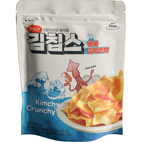 더다믐 김치부각 김칩스 해물김치전맛, 40g, 1개