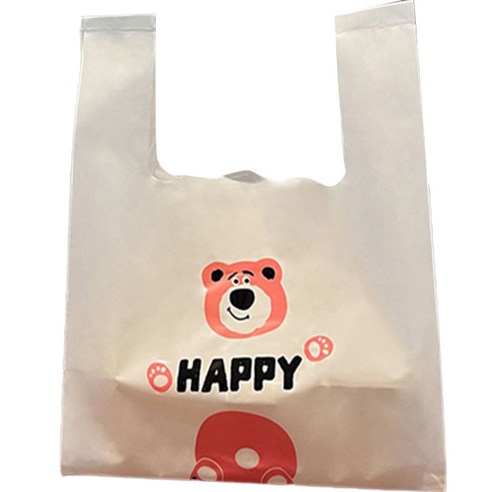 마켓감성 불투명 테이크아웃 손잡이 비닐가방 라지 해피곰, 50개입, 1개