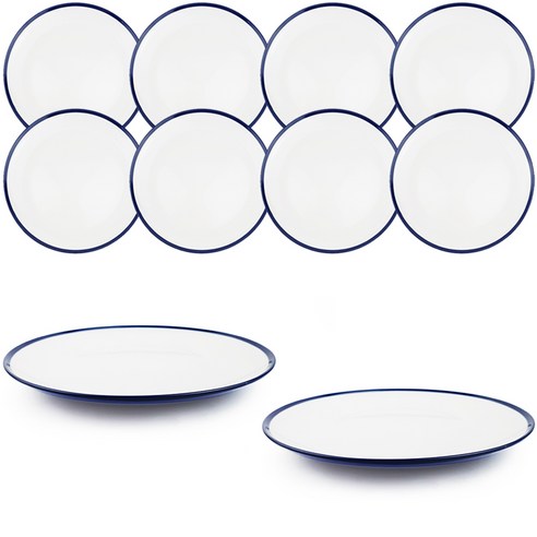 키친프리 모던 투톤 멜라민 그릇 원형접시 4호 24.8 x 2.56 cm, 블루, 10개, 단품