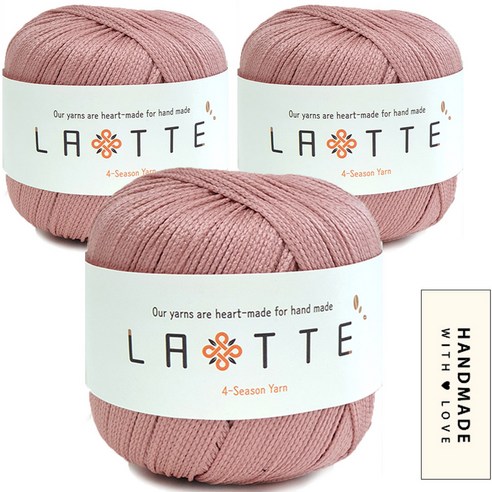 니뜨 라떼 뜨개실 65g x 3p + 코튼라벨 바코드 세트, 7 인디핑크