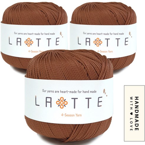 니뜨 라떼 뜨개실 65g x 3p + 코튼라벨 바코드 세트, 26 브라운, 1개