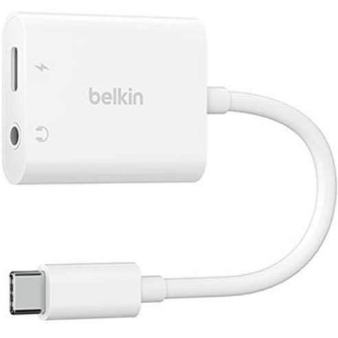 벨킨 락스타 3.5mm 오디오 USB C 충전 어댑터 NPA004btWH, 화이트, 1개