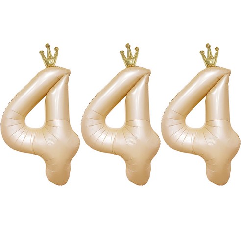 조이파티 숫자 은박풍선 왕관 4 90cm, 라떼, 3개